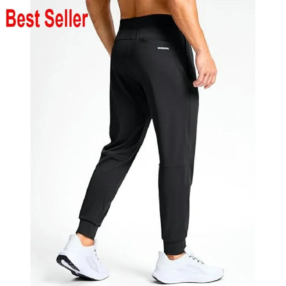 Men's Golf Joggers Slim Fit Stretch Track Pants Zipper Pockets Classic